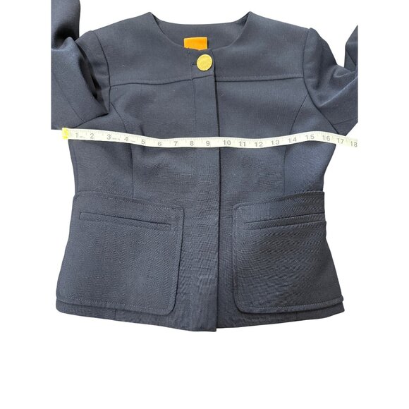 Tory Burch Womens Navy Blue Blazer Wool Blend Harriet Jacket Zip-Front Size 0 - Picture 7 of 9